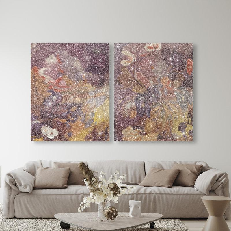 Crimson garden Set Canvas Abstract Print by Oliver Gal, Black Frame, 16 x 20, 36"H x 45"W, Gallery Wrapped