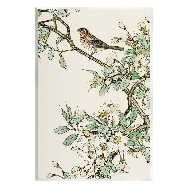 «Bb-110-Wood Traditional Dogwood & Bird On MDF» par Nan Print, H 19 po x l 13 po x P 0,5 po