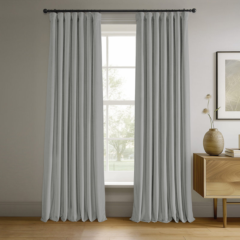 Olivia Velvet Blackout Curtain (1 Panel), Reflection Gray, 50" W x 84" L