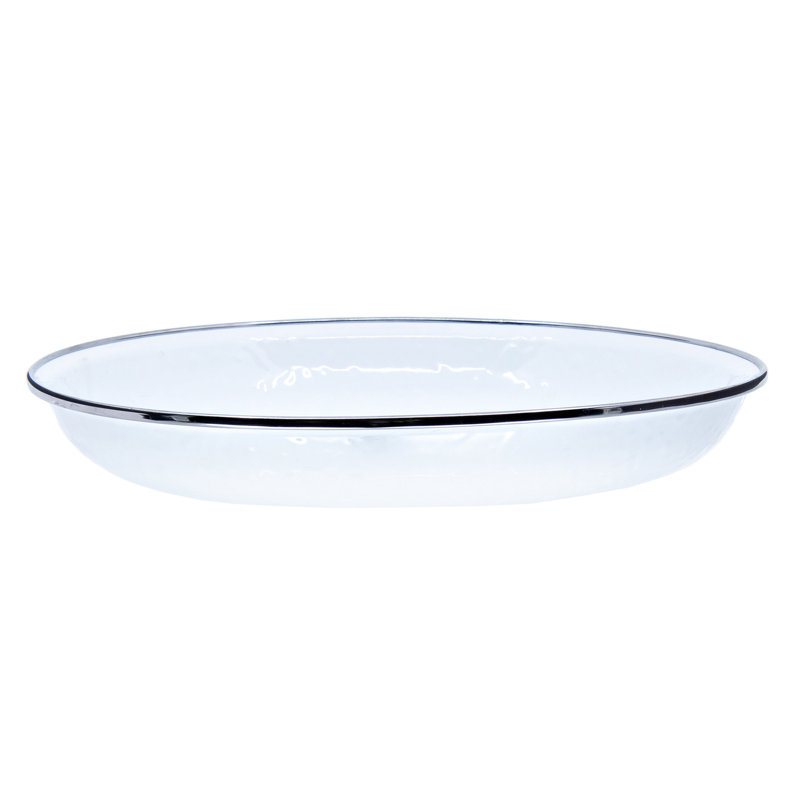 Swirl Enamelware Pasta Plate, Solid White Textured