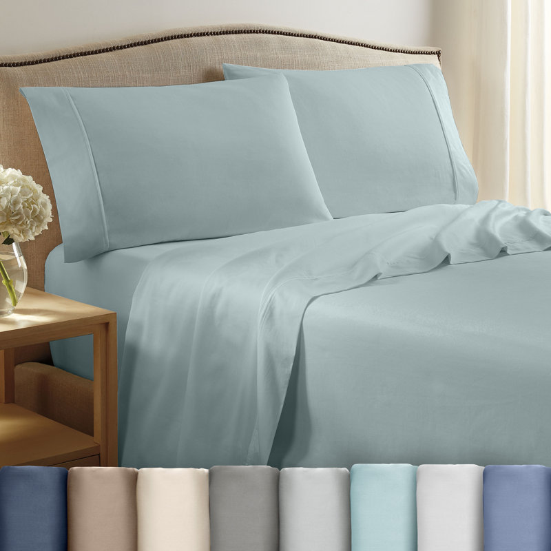 Martex 400 Thread Count Luxury Sheet Set 100% Long Staple Cotton Sateen Weave Silky Soft & Durable, Wrinkle & Fade Resistant, Deep Pocket