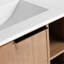 Meuble-lavabo de 30 po avec lavabo en céramique. Fixé au mur. Porte à fermeture en douceur. Look moderne en chêne imitationnel. Armoire en contreplaqué de qualité 30 po. Look, base