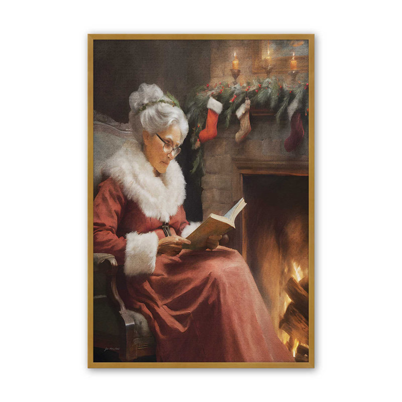 «Lost In A Christmas Story» par Jo Moulton, reproduction d'art sur toile, Papier avec cadre ouvert sans passe-partout, Doré