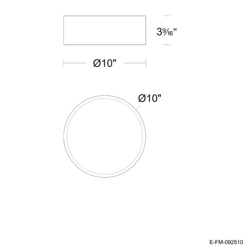 Tube 10in LED Round Flush Mount 25W 1,450 Lumens 5-CCT Selectable 2700-3000-3500-4000-5000K in Black, Black, 10in Size