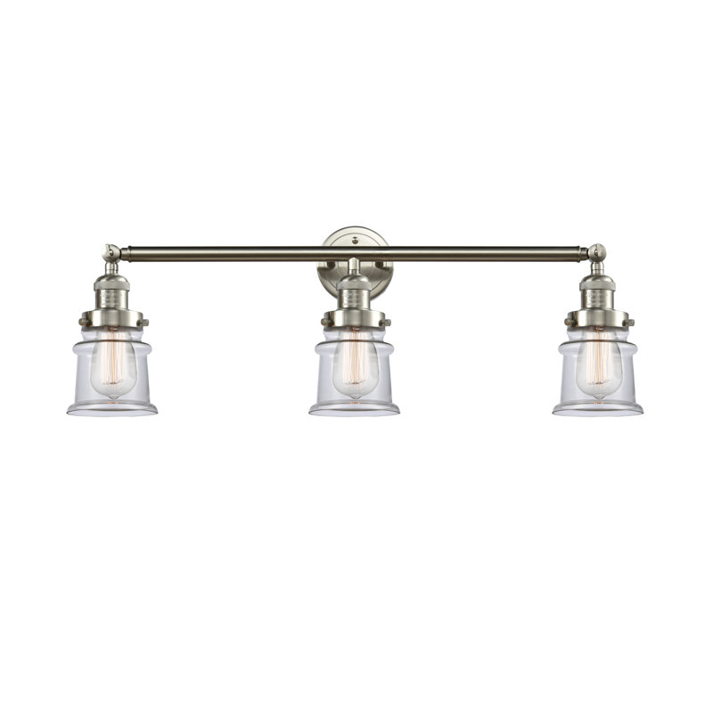 Éclairage pour meuble-lavabo à 3 lumières à intensité variable Alvi, Transparent, Nickel satiné brossé