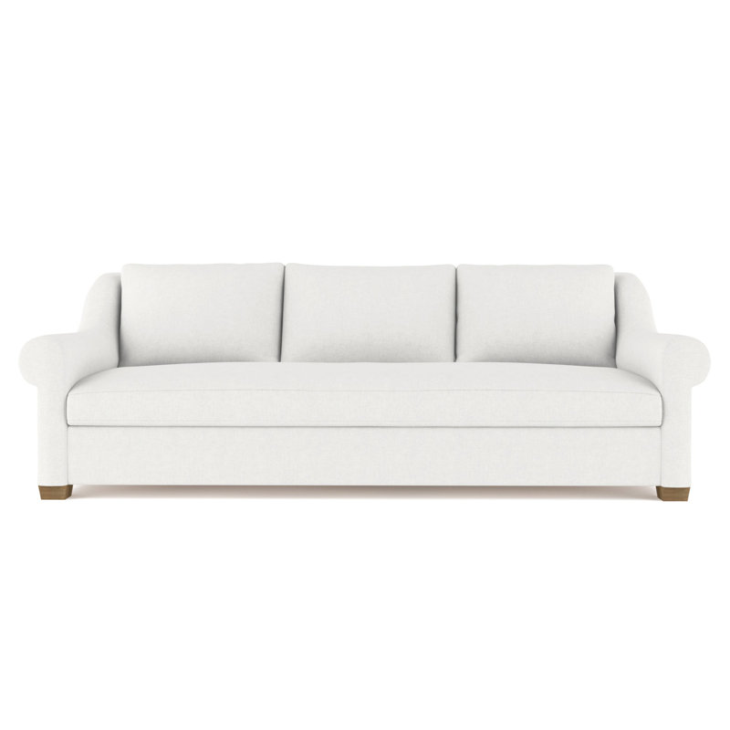 Thompson Rolled Slope-Arm Sofa, Box Weave Linen Alabaster, 32" H x 96" W x 41" D, Weathered