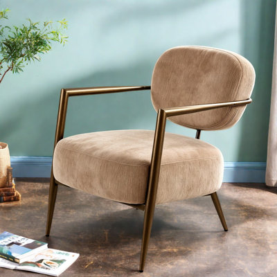 Chaises d'appoint surdimensionnées, structure métallique en tissu brun clair, méridienne moderne pour la maison