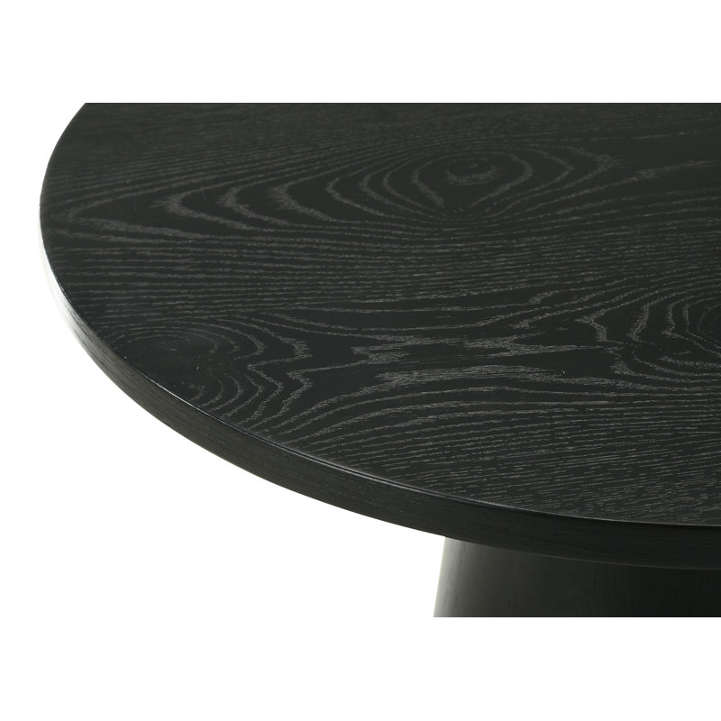 Jasper Ebony Black 22"W Round End Table With Pedestal Base