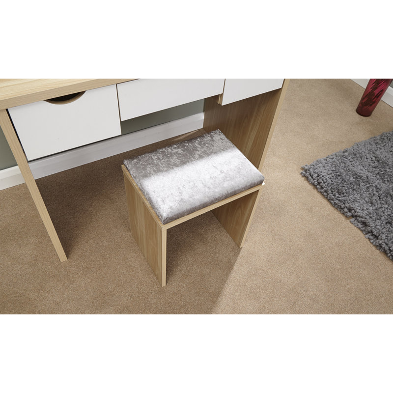 Derun Dressing Table with Mirror, Oak / White