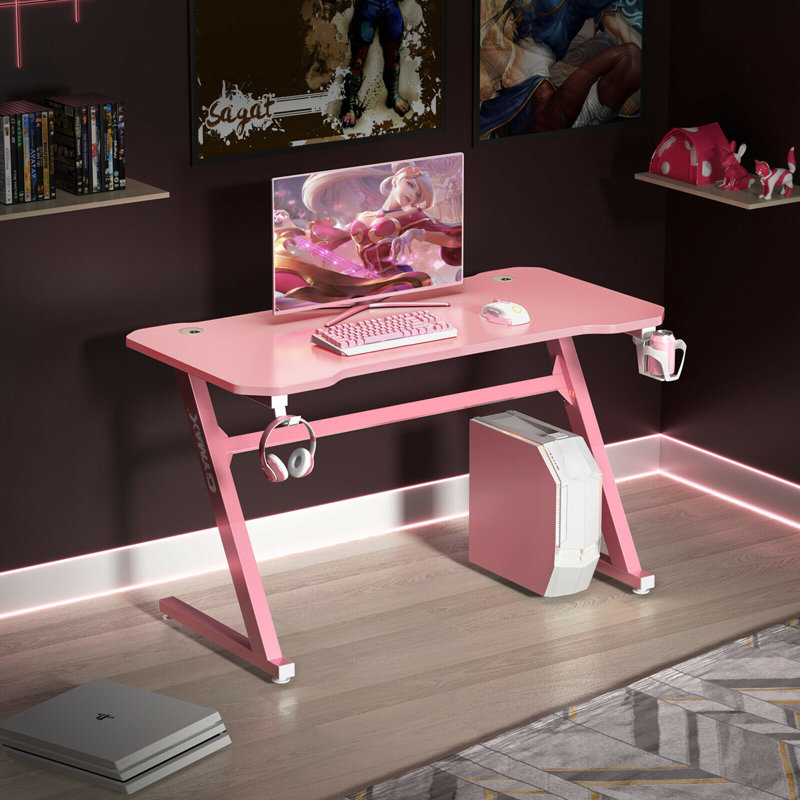 Metal Base Computer Desk, Pink