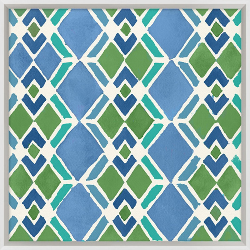 Motif géométrique bleu 6 - peinture encadrée sur papier
