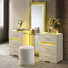 Ensemble de meuble-lavabo à 6 tiroirs avec tabouret et miroir Brigette