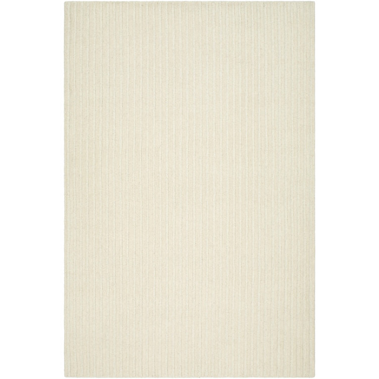 Rectangle Dishu Hand Tufted Wool Area Rug in Cream