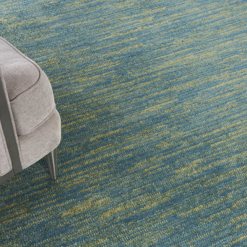 Mullican Sandy Solid Blue/Green Easy Care Indoor/Outdoor Area Rug, Rectangle 7' x 10'