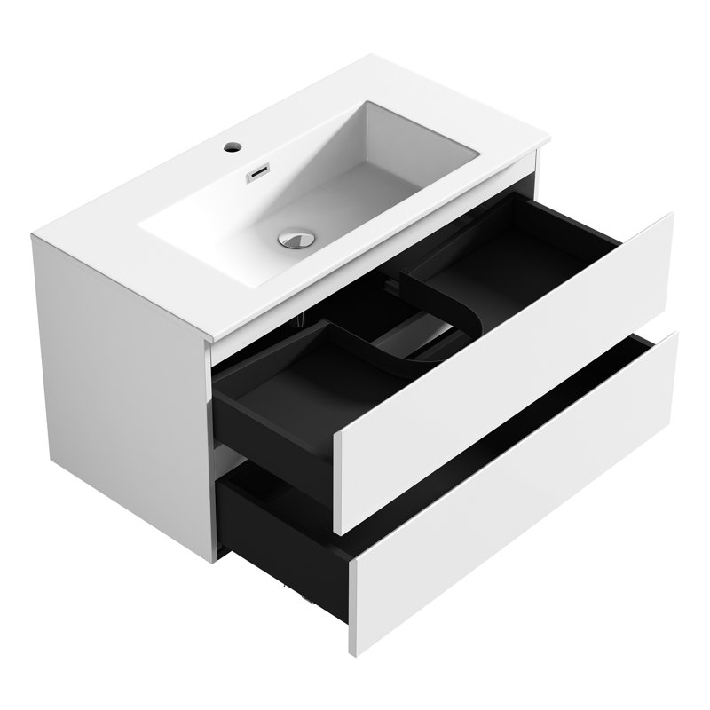 Kizzie 35.4'' Single Bathroom Vanity with Engineered Stone Top