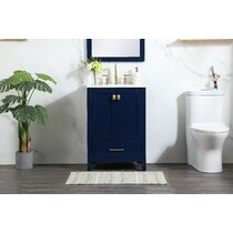 24 inch Small Narrow Bathroom Vanity Navy Blue with Storage  (23.5Wx18.15Dx35H) CCL208NB24