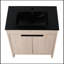 Meuble-lavabo autoportant avec lavabo en céramique noire et 2 portes d'armoire à fermeture en douceur