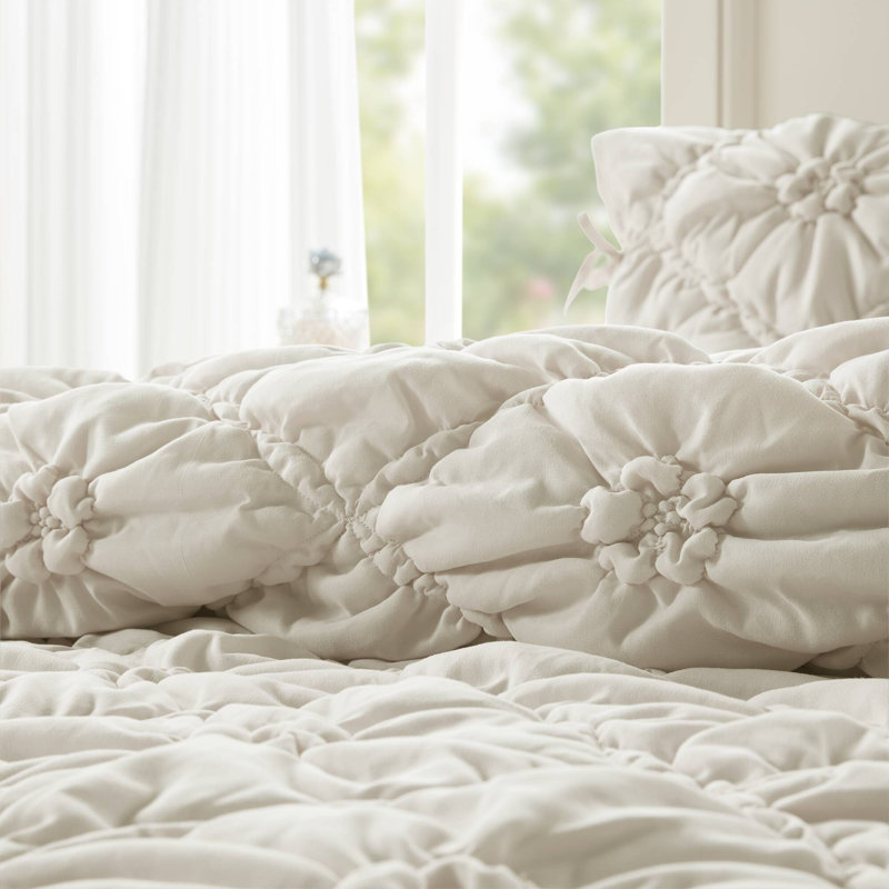 Ensembles de literie Shabby Chic, édredon en microfibre ivoire pour la maison