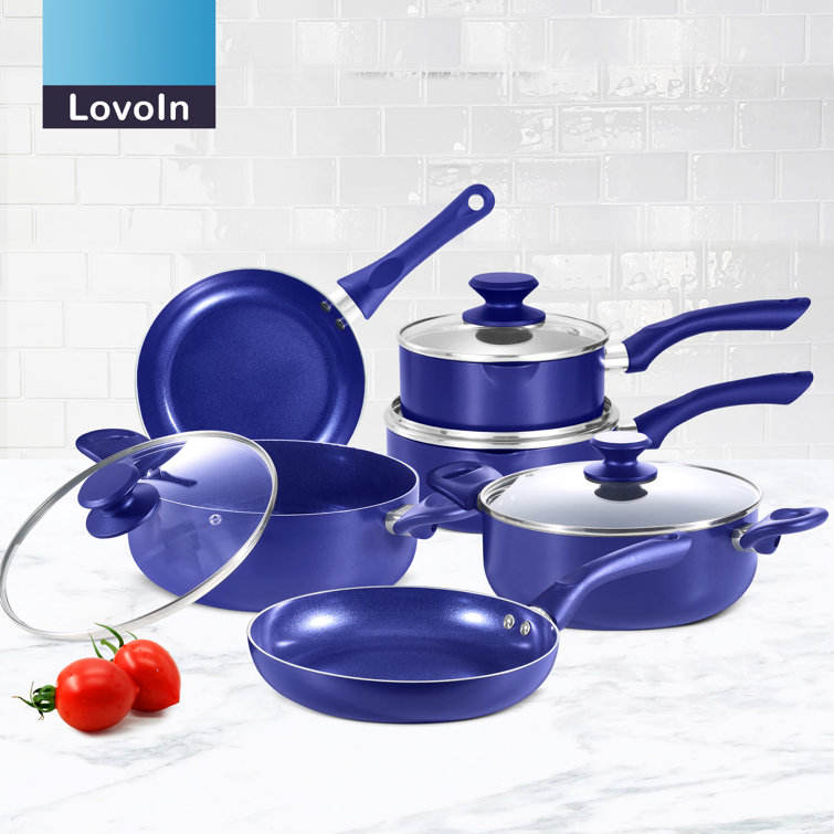 LovoIn Lovoln 14 - Piece Non-Stick Aluminum Cookware Set & Reviews