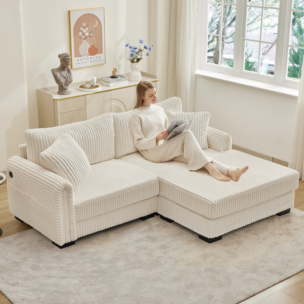 Latitude Run® 2-Seater L-Shaped Chaise Sofa with Reversible Cushion ...