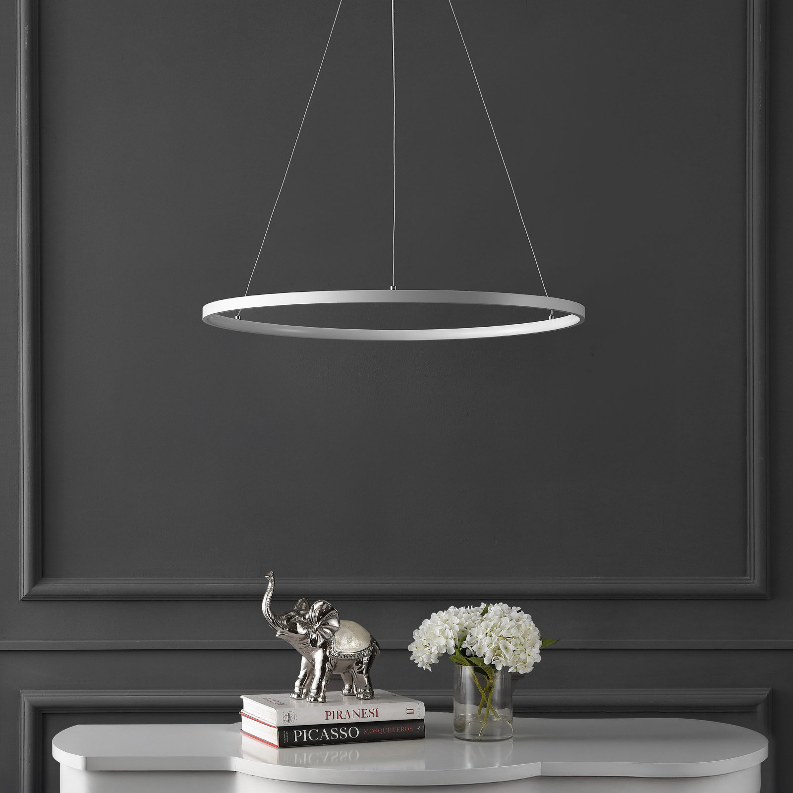 Odin Single Light Dimmable LED Pendant, 0.75" H x 23.75" W x 23.75" D, Matte White