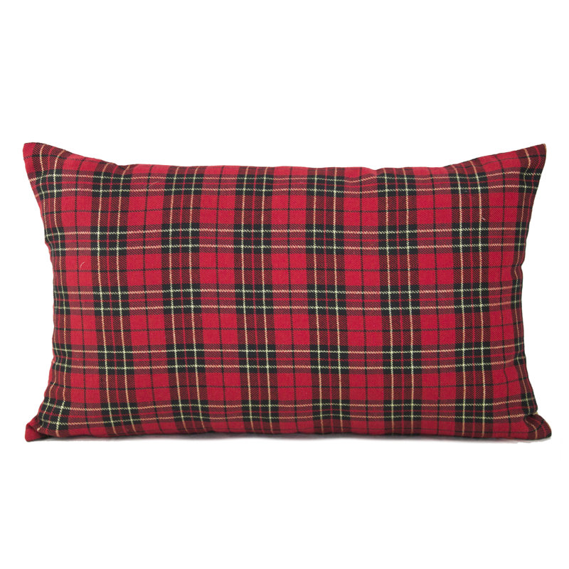 Coussin Tartan, H 12 po x l 20 po, Rouge/noir