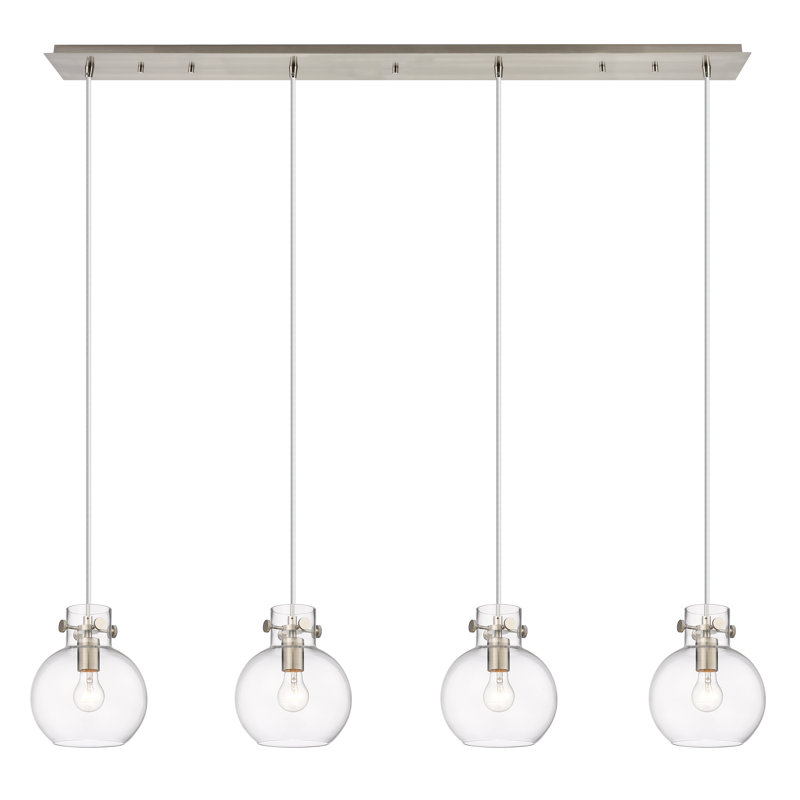 Luminaire suspendu sphère 4 lumières Amrith, Clair, Nickel satiné brossé