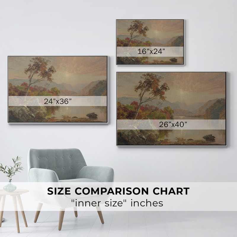 Paysage rétro - DCXII, Toile encadrée flottée blanche, H 25 po x l 37 po x P 2 po