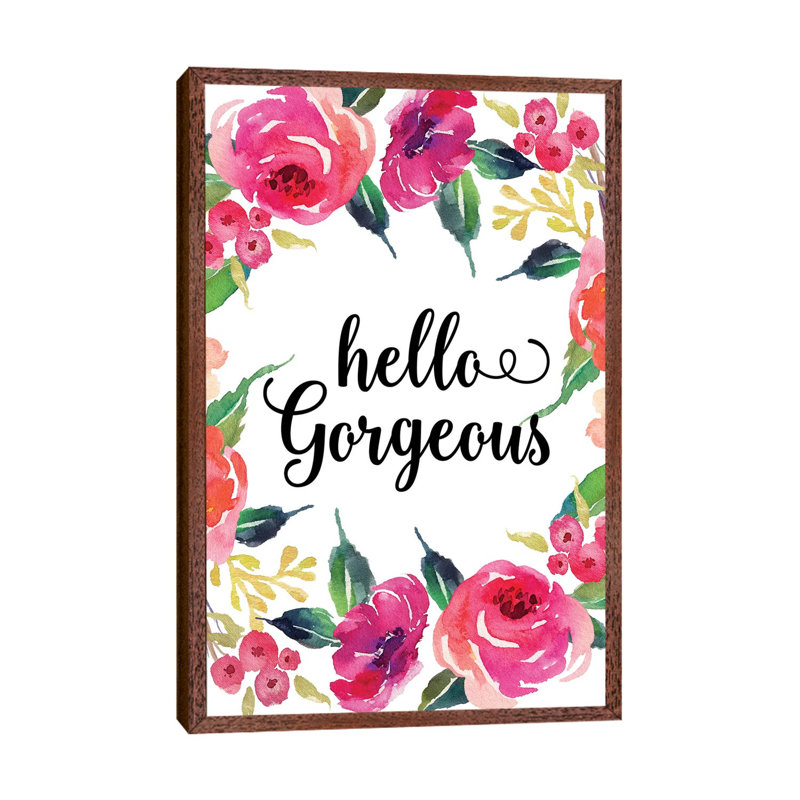 Hello Gorgeous - Painting on Canvas, 101.6cm H x 66.04cm W x 3.81cm D, Classic Brown Wood Framed