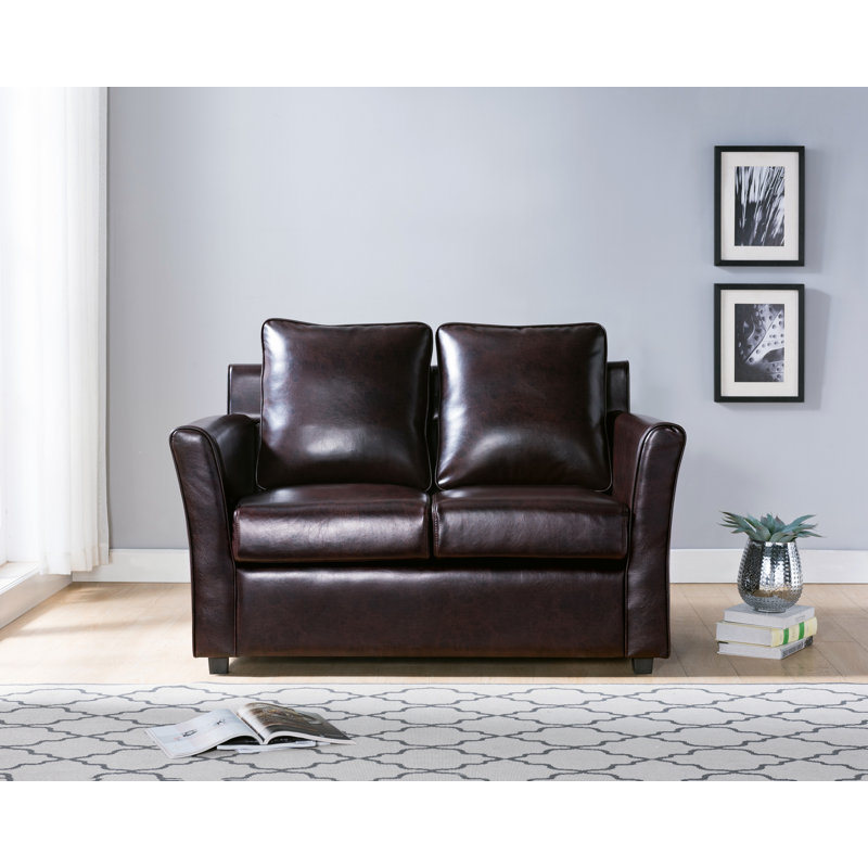 Flossmoor 52.25'' Faux Leather Loveseat, Brown Faux Leather