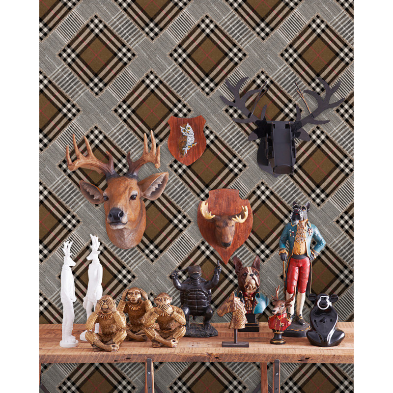 World Of Fabrics Patchwork Wallpaper Roll, Brown/Black