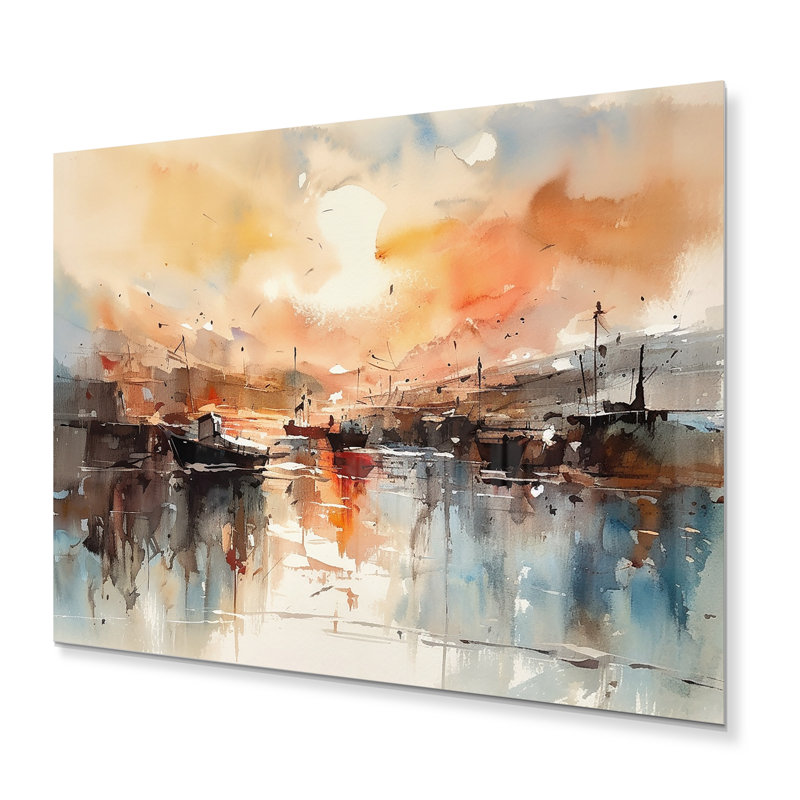 Réflexions orange et brunes - impression sans cadre sur métal, H 16 po x l 32 po x P 1 po
