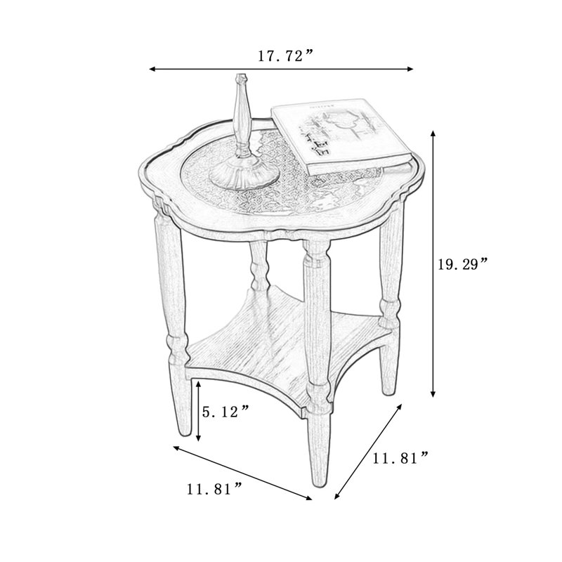 Modern Solid Wood + Glass End Table, 19.29" H x 17.72" W x 17.72" D