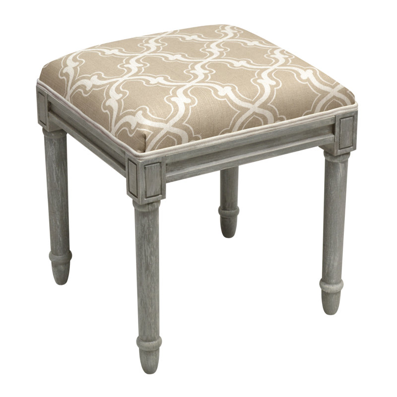 Tabouret de coiffeuse en treillis Pangle, Taupe clair, Gris rustique
