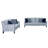 Ensemble de canapé et causeuse 2 pièces Colin, 8 coussins décoratifs, gris, polyester bleu