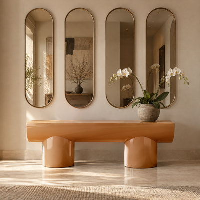 Balancia 55" Modern High-Glossy Lacquered Bench, Low Console Table for Entryway, Living Room and Bedroom, Fully Assembled