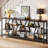 70.9" Extra Long Sofa Table, Rustic Console Table with 4 Tier Storage Shelves For Living Room