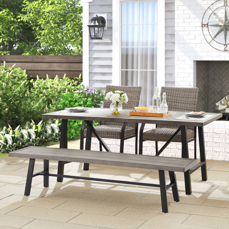 Patio Metal 71" L Rectangular Dining Table