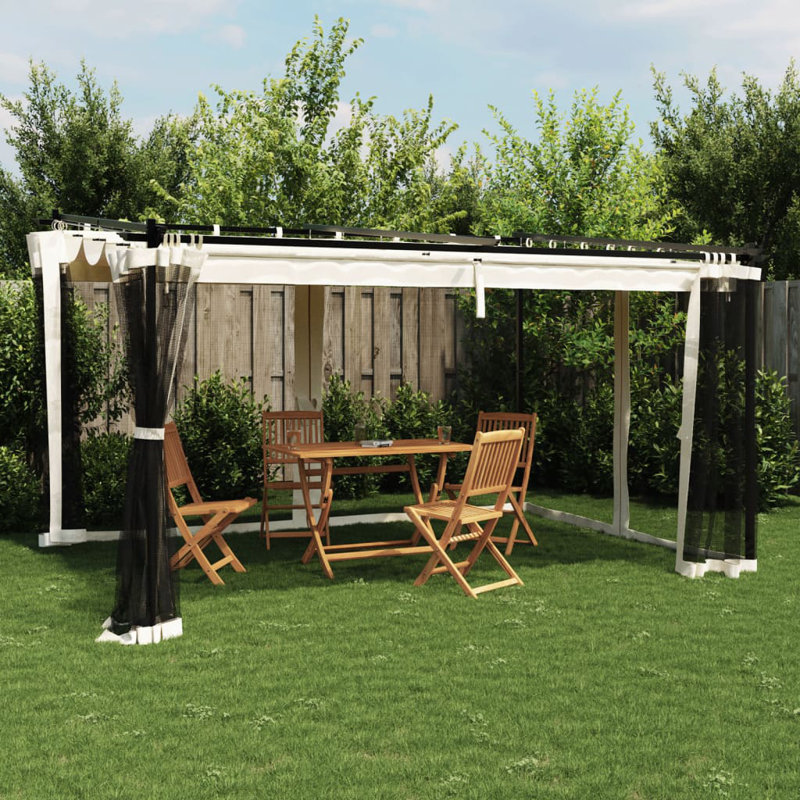 Cedriana Aluminum Soft-top Gazebo, Cream, 230cm H x 396cm W x 297cm D