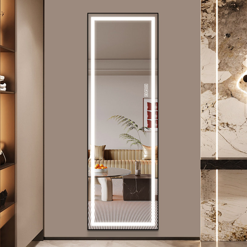 Miroir pleine longueur 65 po x 24 po à DEL avec 3 lumières à intensité variable sans cadre antidéflagrant, 65" x 21"