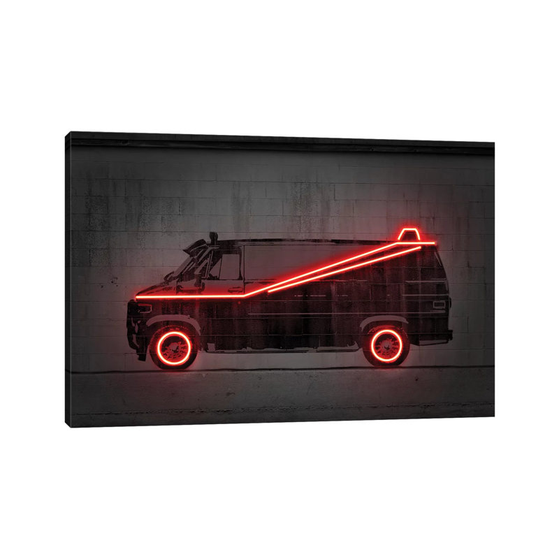 Impression d’art graphique, « Team van » par octave Mielu, Pas de tapis, Toile tendue, H 26 po x l 40 po x 1,5 po