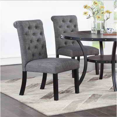 Ensemble de 2 chaises de salle à manger en tissu gris anthracite