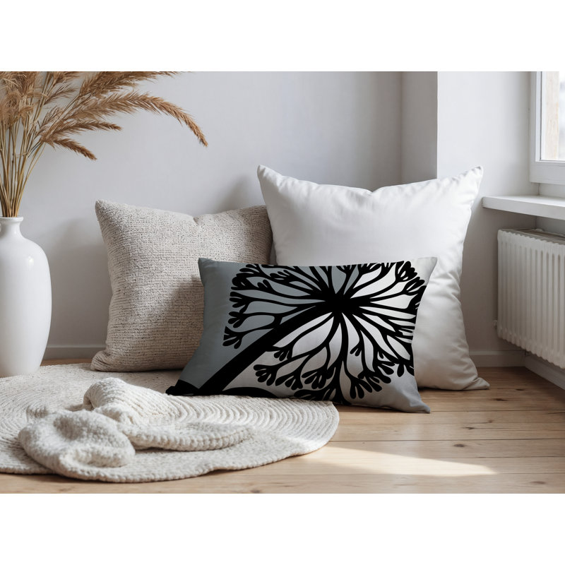 Oreiller rectangulaire réversible intérieur / extérieur Aldy, Gris, Rectangle H 14 po x l 20 po