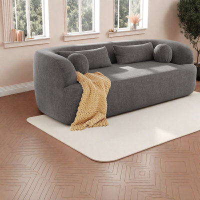 Canapés Cloud Comfort, revêtement en chenille grise, style moderne pour la maison