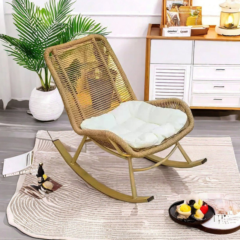 Chaise berçante en PE, Brun