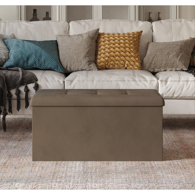 Millett Upholstered Storage Bench, Suede Brown