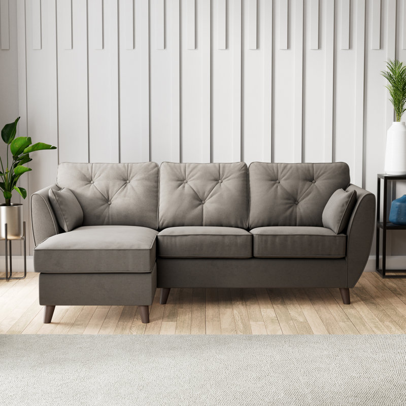HOXTON CHAISE FOAM MALIA FOOT, Left Hand Facing, Dark Brown Wood, Asphalt