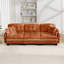 Canapé en chenille à 3 places avec 4 coussins, conception ergonomique et coussins capitonnés à garniture de pompons, canapé à assise profonde facile à assembler pour le bureau du salon, appartement, orange-134740148-134740152