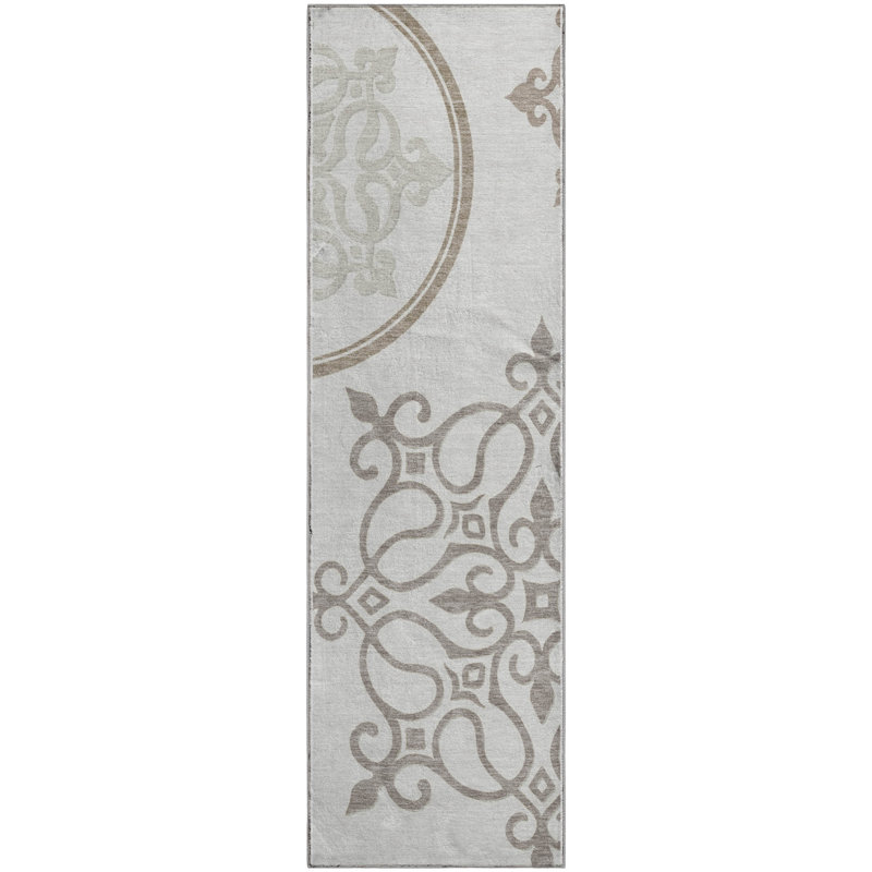 Premium Machine Washable Prisco Ivory Rug, Runner 2'3" x 7'6"