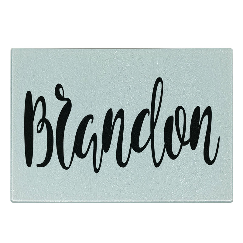 Planche à découper en verre trempé Ambesonne Brandon avec motif noir et blanc